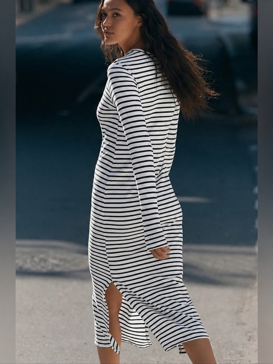 Electric & Rose Dresses & Skirts - Anthropologie x Electric & Rose Skyler Rib Knit Striped Midi Dress